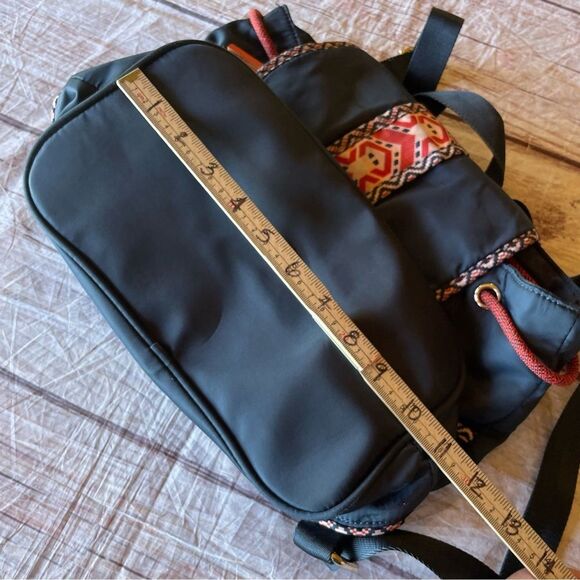 Spartina 449 Armada Drawstring Backpack Herringbone Blue Coral Tassles - Picture 12 of 13